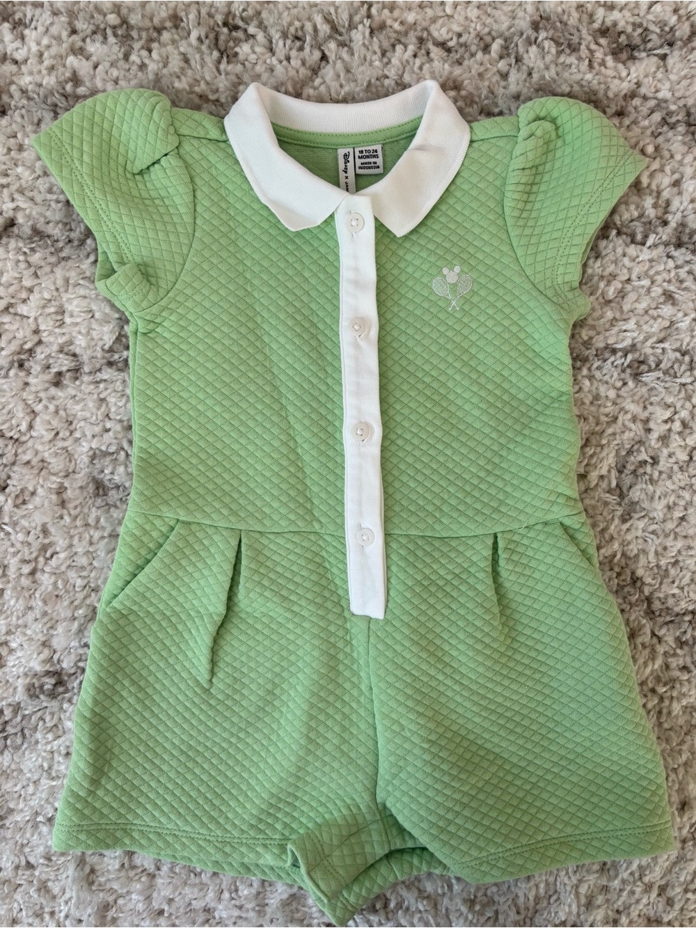Disney x Janie and Jack Green Quilted Romper – 18–24M
